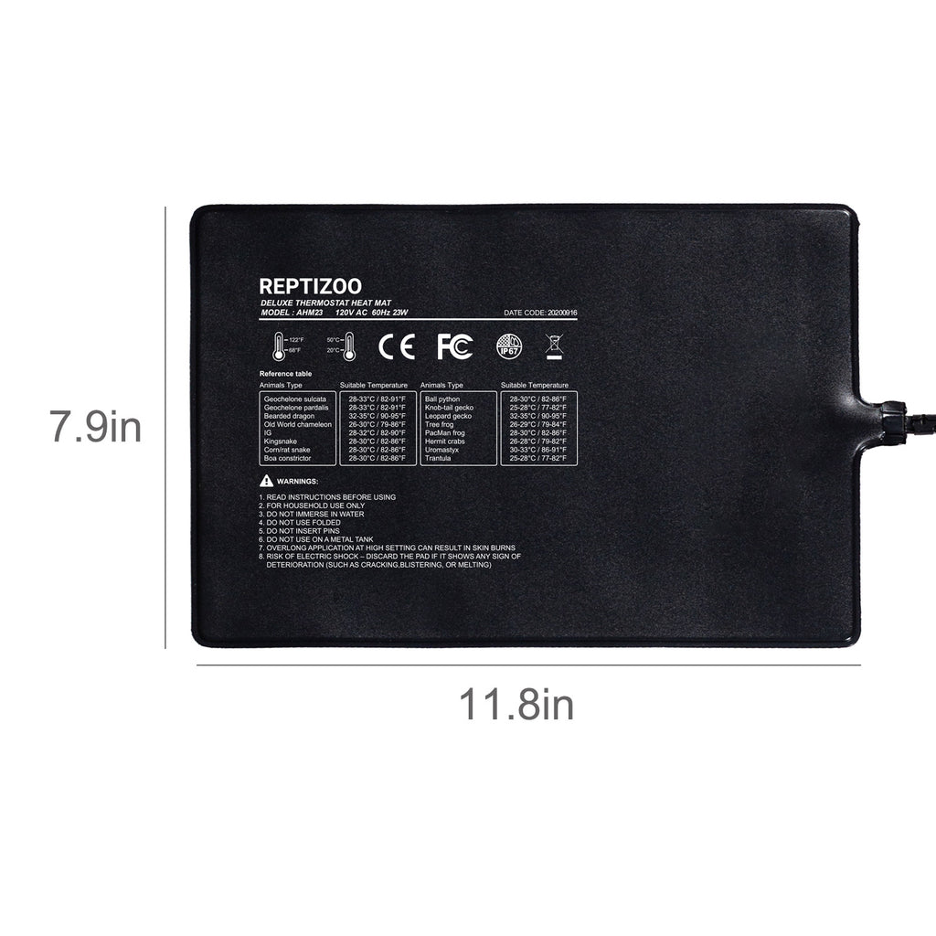 Upgrade Reptile Heat Mat with Thermostat - For Hermit Crab Snake Lizard