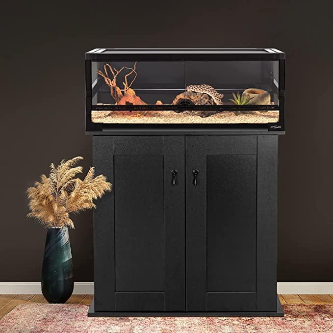 REPTI ZOO Reptile Terrarium Stand 30"W x 12"D, Storage Cabinet for 30" X 12" or Smaller Reptile Amphibian Aquarium Tanks, 4 Shelves for Reptile Accessories Organization, Extra Wire Organization Holes - REPTI ZOO Main image
