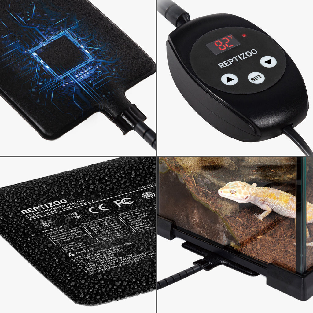 Upgrade Reptile Heat Mat with Thermostat - For Hermit Crab Snake Lizard