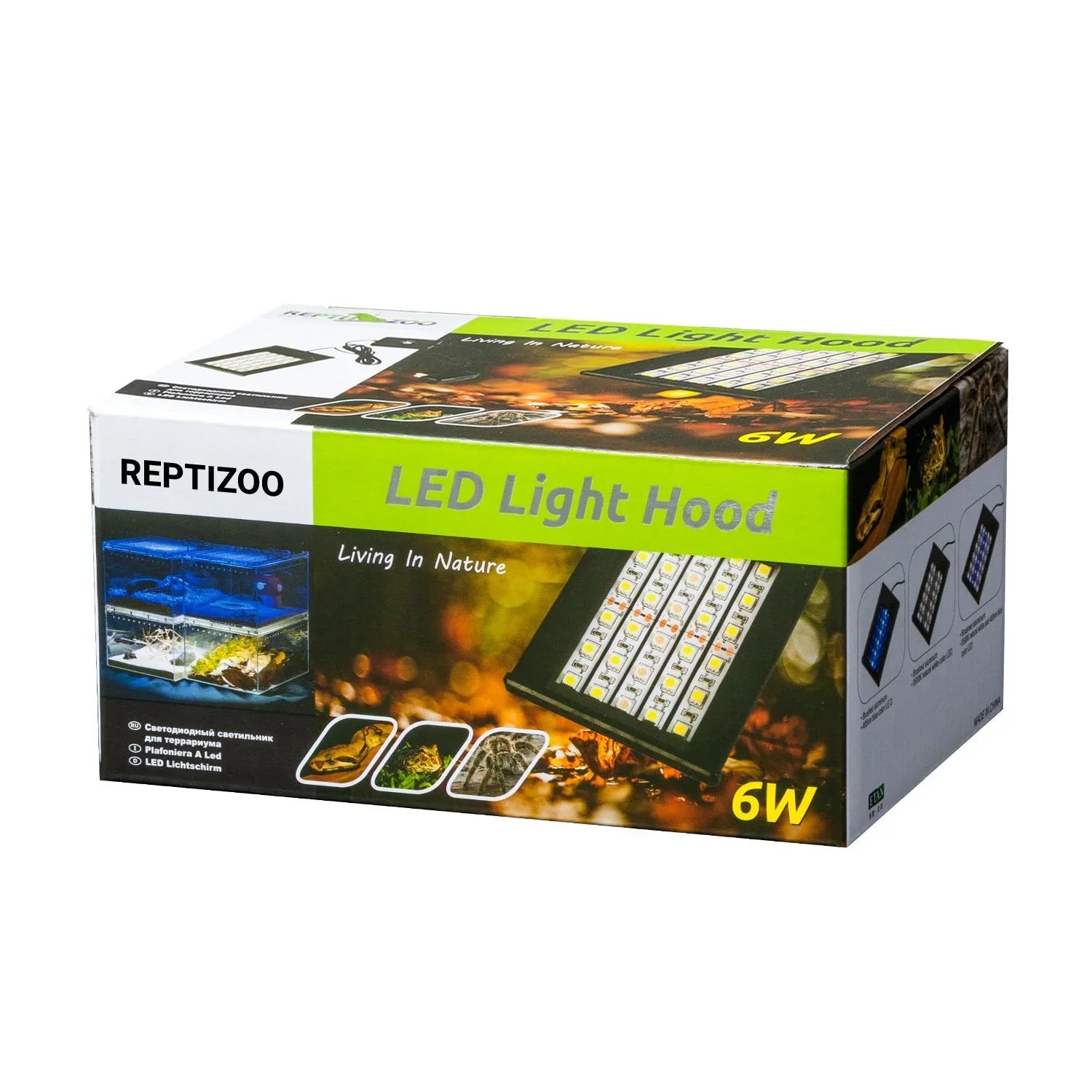 LED light hood packaging for reptile terrarium, 6W aquarium lighting box design