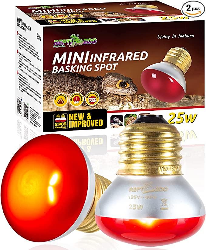 Mini infrared basking spot bulb 25W for reptiles, red heat lamp 2-pack with packaging Main image