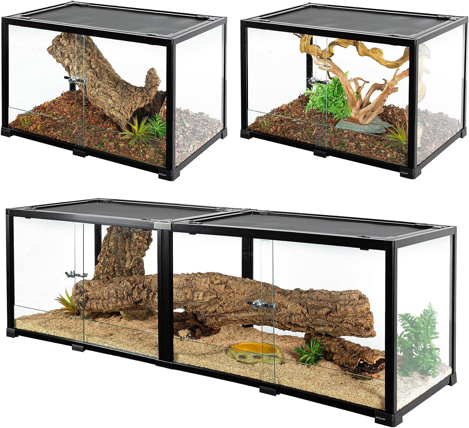 REPTIZOO 84 Gallon Extra-Long Reptile Terrarium  60" x 18" x 18" Spliceable Glass Reptile Tank Double Top Cover Secondary image