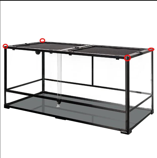 Large glass reptile terrarium with metal mesh top, suitable for custom reptile cage setups Main image