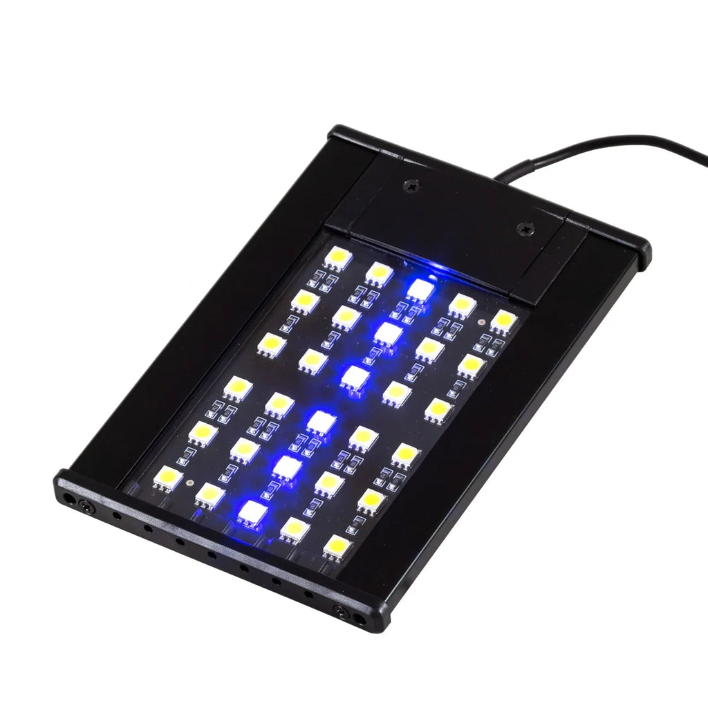 LED UVB and heat lamp panel for reptile terrarium with blue and white lights