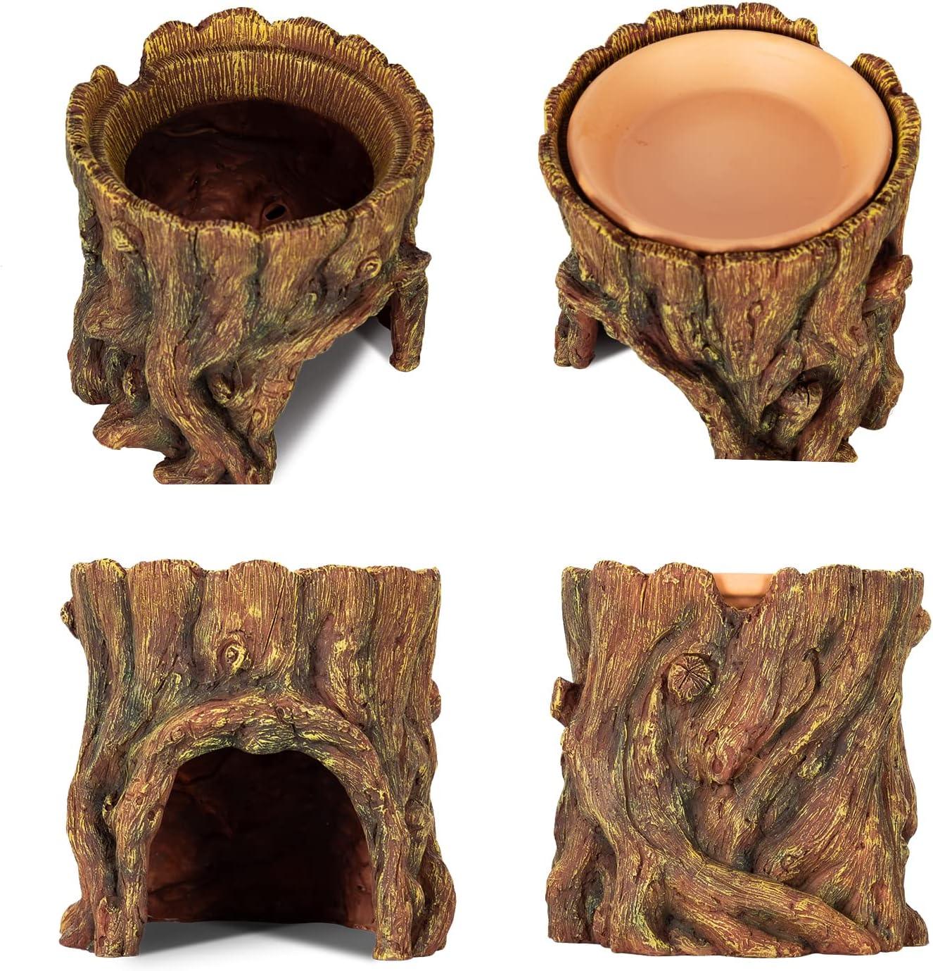 REPTIZOO Reptile Hide Cave Resin Moisture Keeping Reptile Cave with Clay Water Basin Humidifying Help Shedding for Reptile Amphibians Leopard Gecko Secondary image