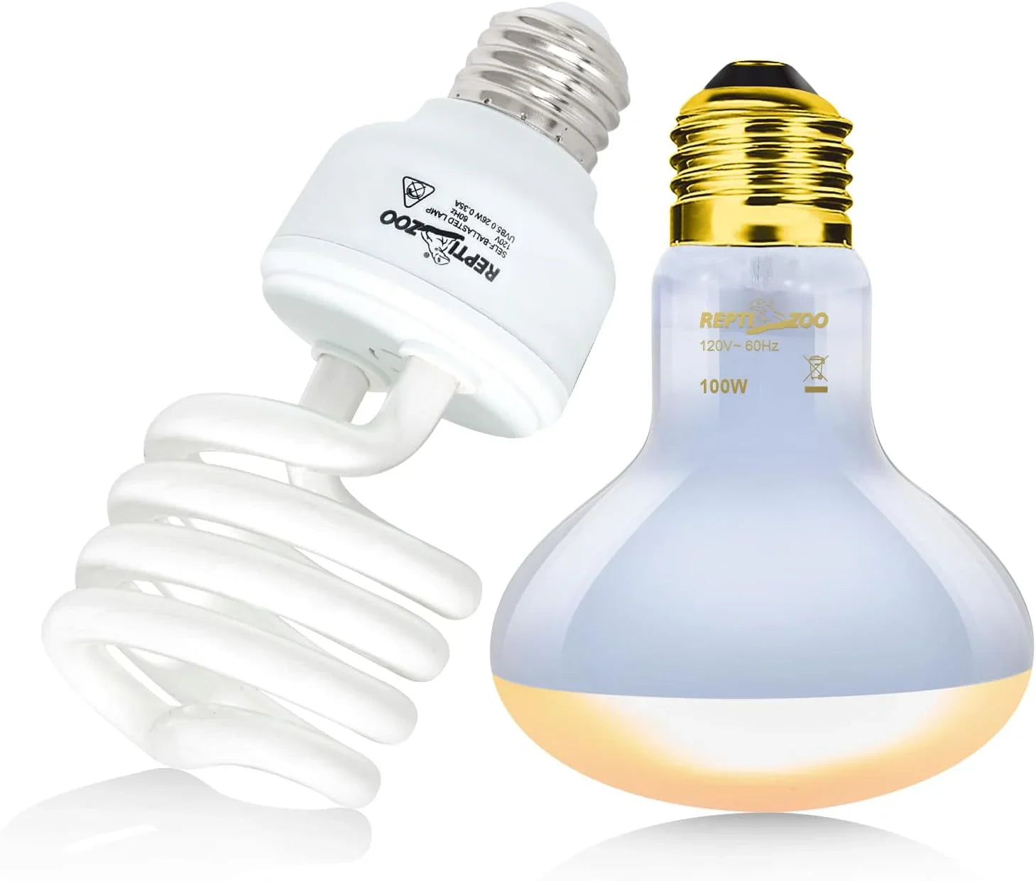 REPTIZOO Reptile Heat Lamp Combo Pack, 100W UVA Daylight Basking Spot Light Heating Lamp and 26W UVA UVB Reptile Light Energy Saving Spiral Compact Lamp UVB Bulb 5.0 Secondary image