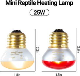 REPTIZOO Nano Dual Dome Reptile Light Fixture and 25W Reptile Heat Lamp Combo Pack, Mini Daylight Basking Spot Heat Lamp & Nano Heat Emitter Basking Spot Lamp