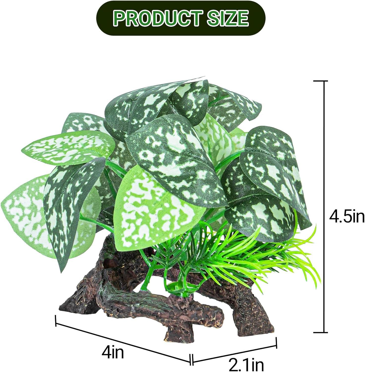 plastic plants for reptiles REPTI ZOO Reptile Plants, White Scindapsus Aureus Artificial Terrarium