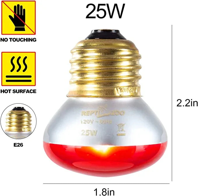 REPTI ZOO 25W Nano Reptile Infrared Heating Lamp 2 Pack for Small Geckos,Turtle,Bearded Dragon,Lizard,Tarantulas Secondary image