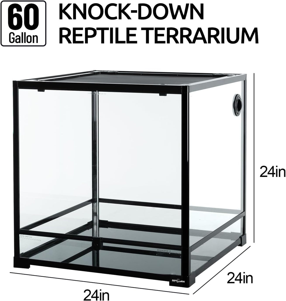 60 Gallon Reptile Tank 24" x 24" x 24" Front Opening Terrarium with Double Hinge Door