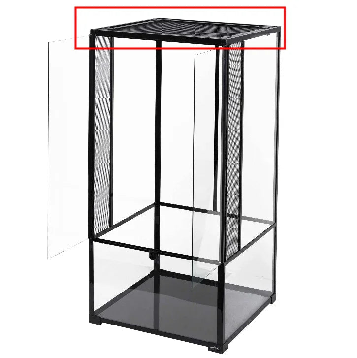 Tall glass and mesh reptile terrarium with open side panels and screened top Main image