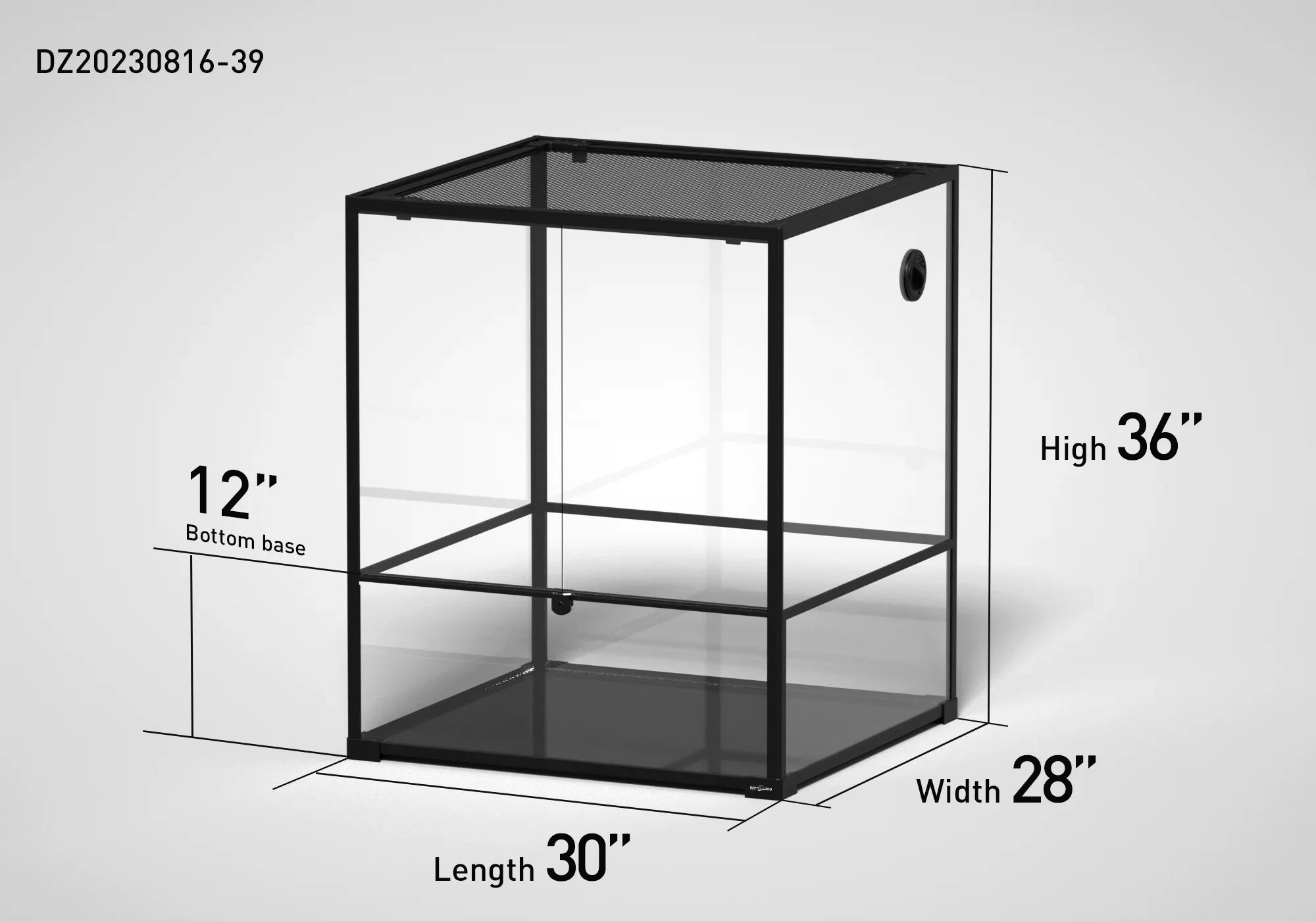 Large glass reptile terrarium with mesh top, 36 inch high, 30 inch length, 28 inch width. Main image