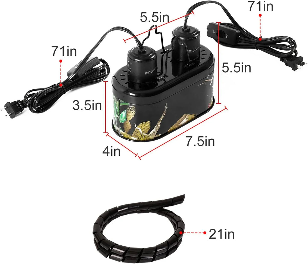 Dual nozzle reptile mister with measurement labels, long power cords, coiled hose, for terrarium humidity control