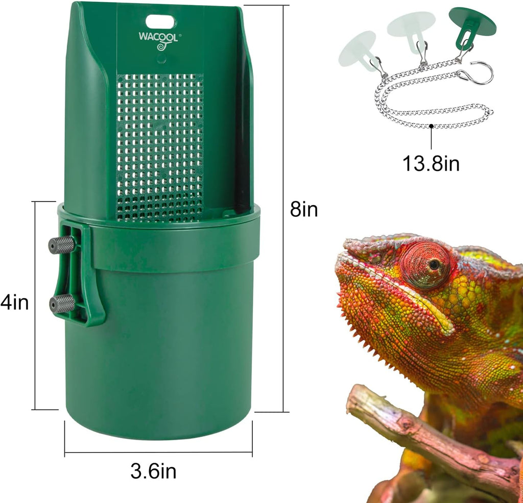 WACOOL Hanging Reptile Feeding Bowl with Grid Plate for Bugs Climbing & Move, Arboreal Reptile Climbing Feeder Bowl for Feeding Chameleon, Lizard, Iguana, Gecko, Frog