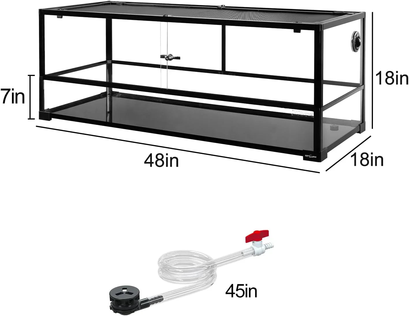 REPTIZOO 67 Gallon Large Turtle Tank Aquarium, 48"×18"×18" Tortoise Habitat Water-Land Ecological Turtle Tank with Drainage System Secondary image
