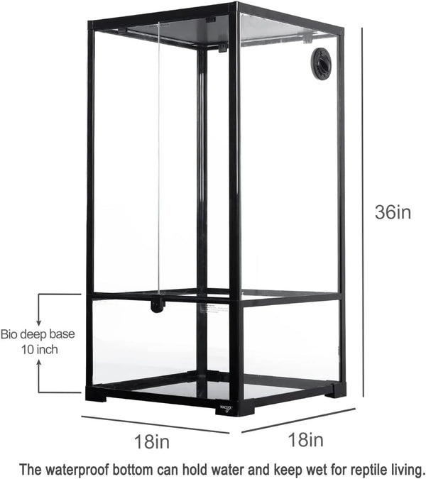 36x18x18 inch glass reptile terrarium with bio deep 10 inch waterproof base for amphibians