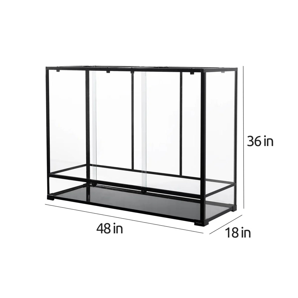 48x18x36 inch large glass reptile terrarium with black metal frame, empty tank