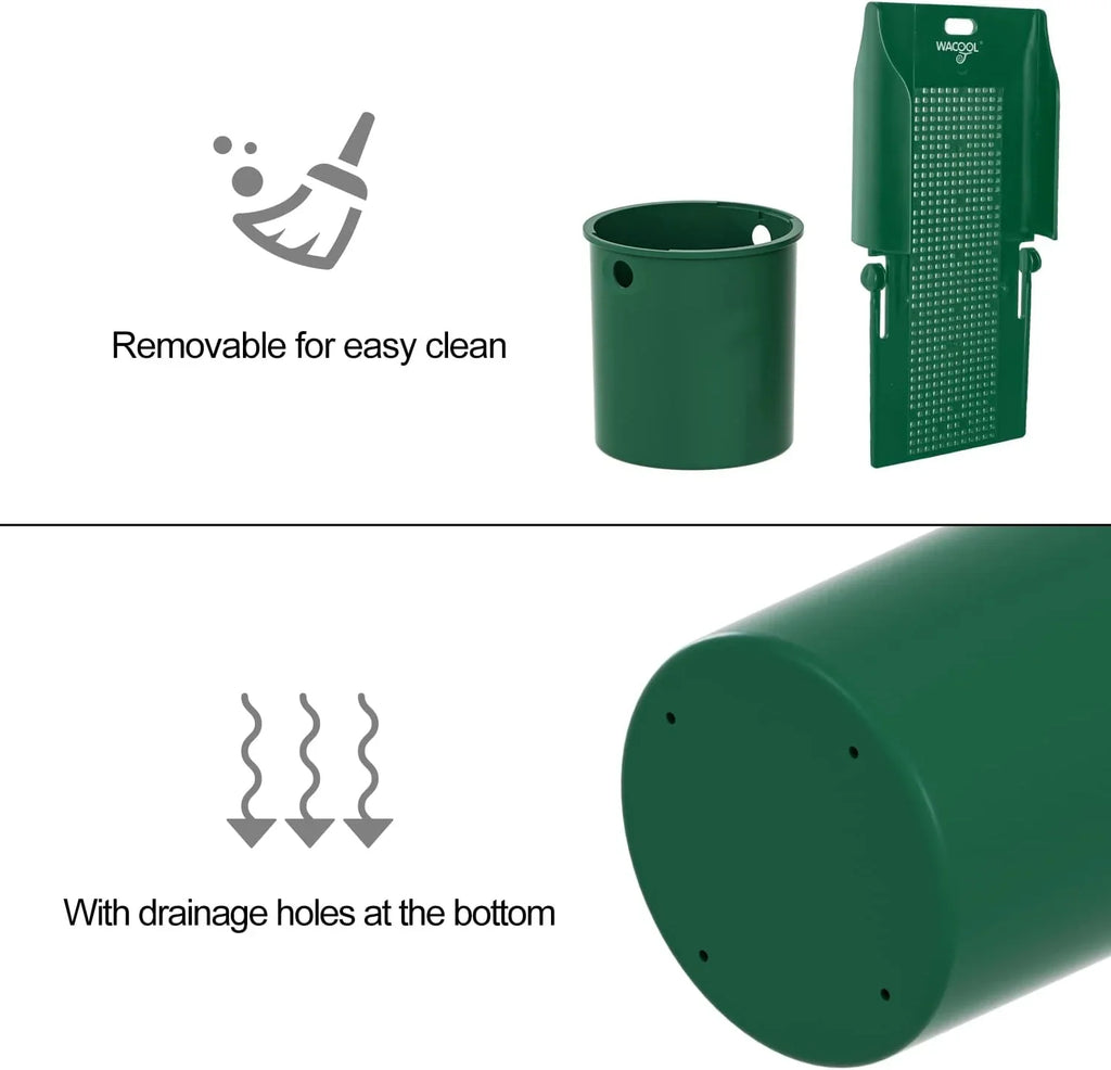 Green reptile terrarium accessory with removable parts and drainage holes for easy cleaning.