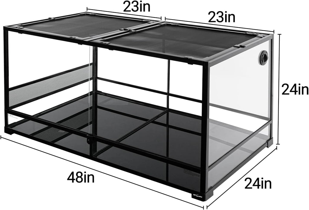 REPTIZOO 120 Gallon Large Reptile Terrarium, 48" x 24" x 24" with 2 Separate Habitats