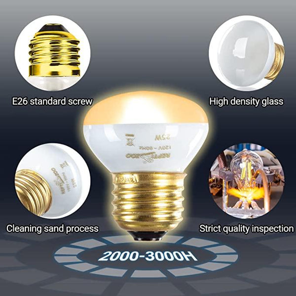 Reptile heat lamp with E26 screw base, high density glass, and 2000-3000 hour lifespan