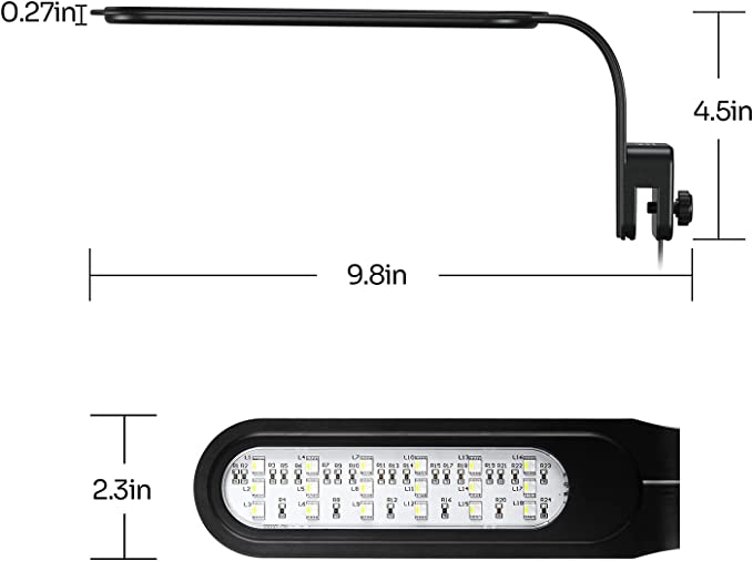 REPTI ZOO LED 7 Light Modes Clip Light 5W Day and Night LED Lights for Reptile Terrarium and Fish Tank