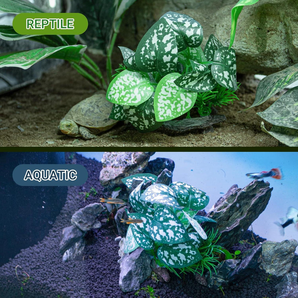 Artificial green plant decor for reptile terrarium and aquatic fish tank habitat