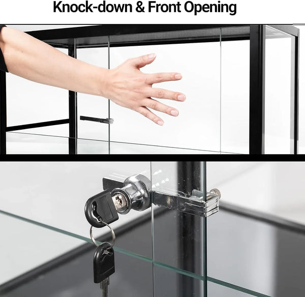 Front opening glass reptile terrarium with lock and keys for secure access