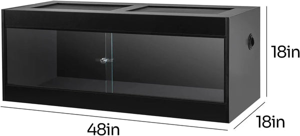 48x18x18 inch black reptile terrarium with sliding glass doors and secure lock