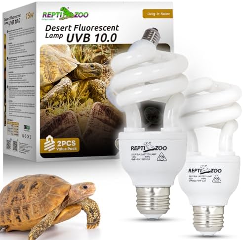 REPTI ZOO 2-Pack UVB Light for Desert Reptiles – 26W, 10.0 UVB with UVA, Spiral Compact Reptile Lamp for Bearded Dragons, Tortoises, Lizards & Snakes Main image