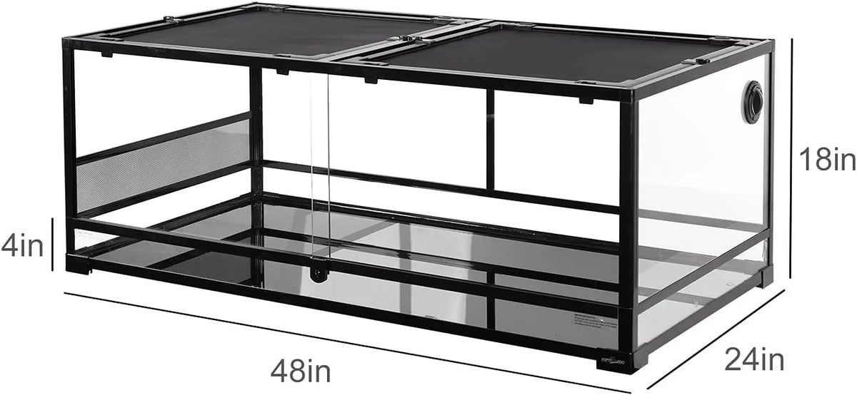 48x24x18 inch glass reptile terrarium with mesh ventilation and sliding doors