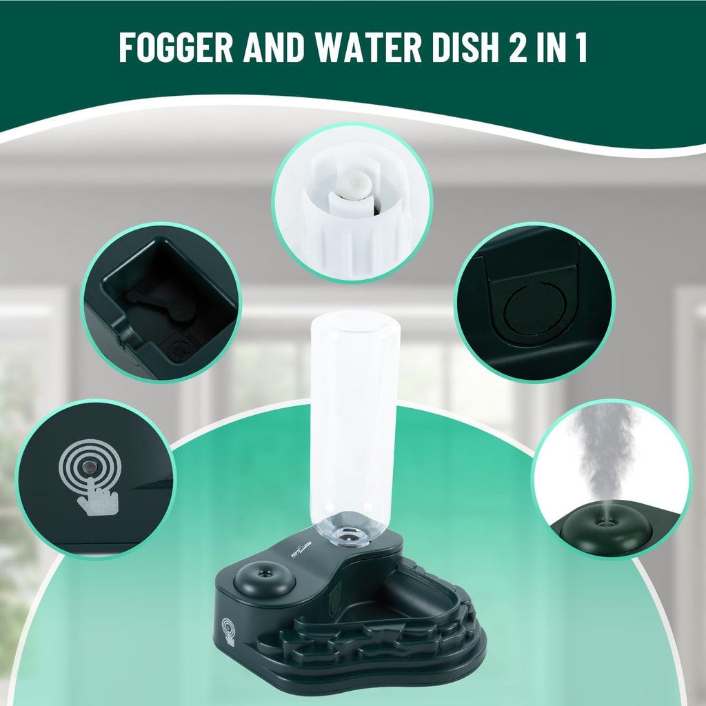 REPTI ZOO RV09 2-in-1 Reptile Water Feeder and Fogger 500ml Black