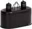 Black dual reptile lamp fixture for terrariums with two clamp light sockets on top.