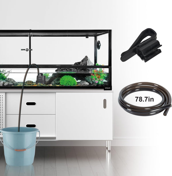 REPTIZOO Low-Water Level Drain Pump — Adjustable Flow for Turtle, Fish, and Paludarium Tanks