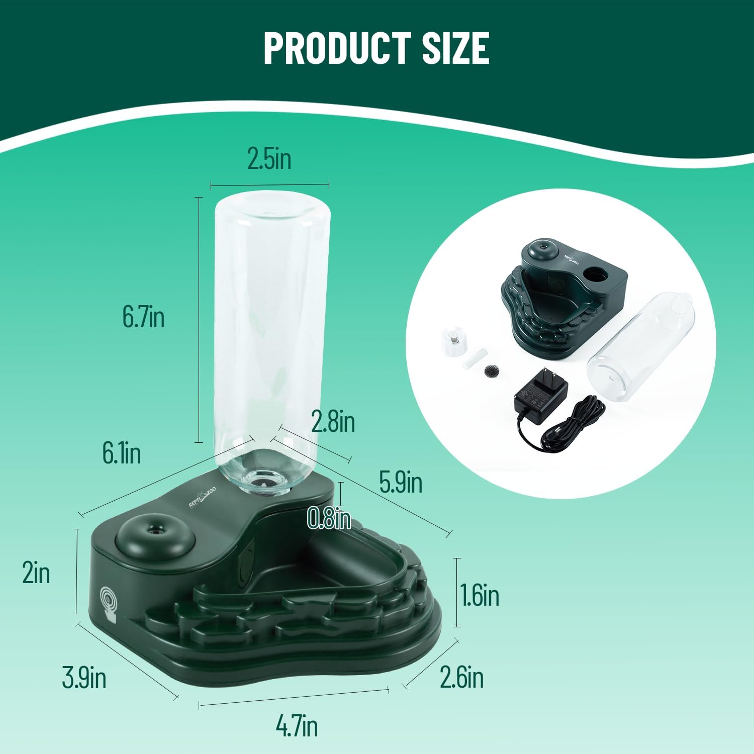 REPTI ZOO RV09 2-in-1 Reptile Water Feeder and Fogger 500ml Black