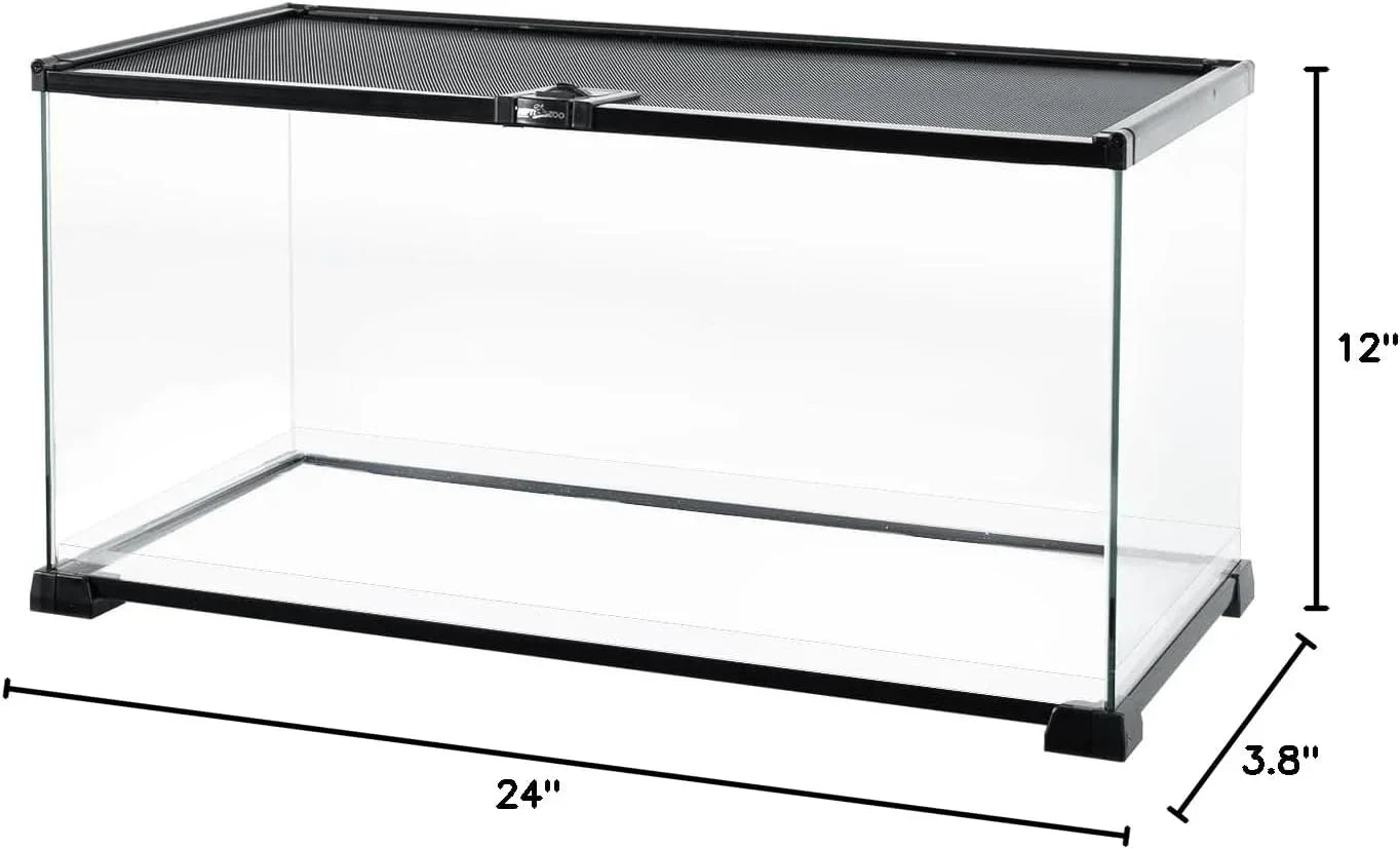 REPTI ZOO Full Glass 15 Gallon Reptile Tank, Medium Reptile Terrarium 24" X 12" X 12" for Gecko Hermit Crab Hognose Snake etc, Top Screen Ventilation & Feeding Secondary image