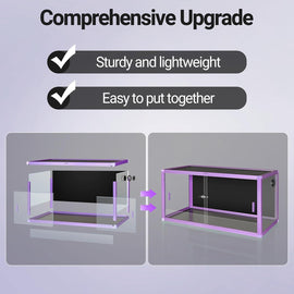 REPTI ZOO New Arrival Purple Reptile Glass Terrarium Aluminum Alloy Front Opening Tank for Bearded Dragon, Snake, Lizard, Gecko
