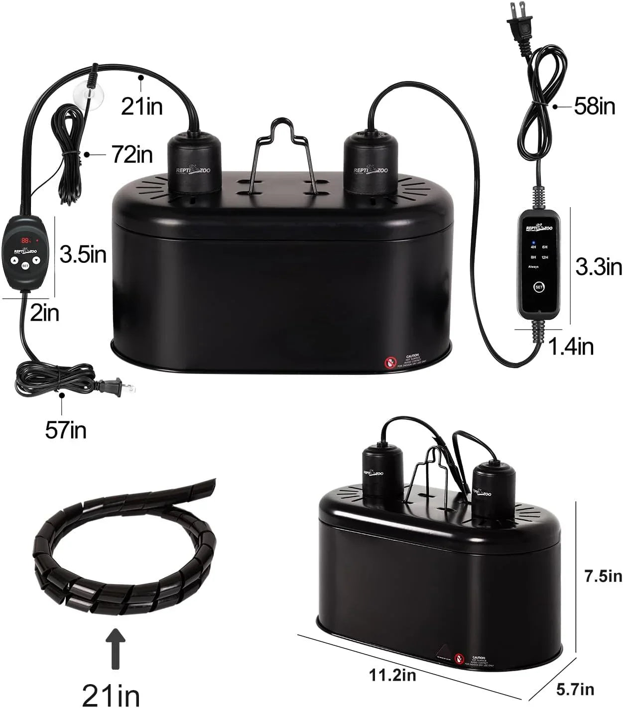 REPTI ZOO Dual Reptile Light Fixture with Dimming Thermostat and Timer Secondary image