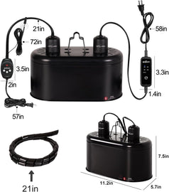 REPTI ZOO Dual Reptile Light Fixture with Dimming Thermostat and Timer