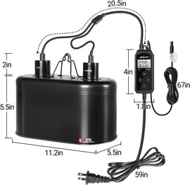 REPTI ZOO Dual Deep Dome Reptile Light Fixture with PID Dimming Thermostat and Timer