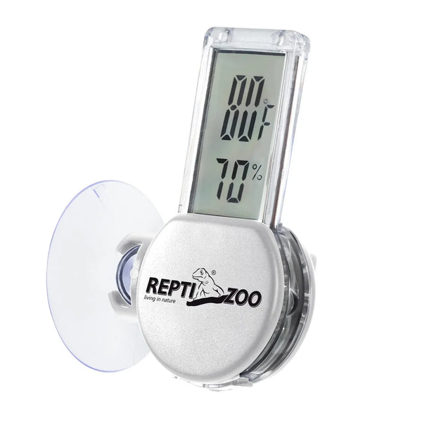 Digital reptile terrarium thermometer and hygrometer with suction cup and LCD display