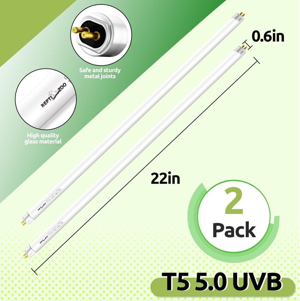 REPTI ZOO 2 Pack T5 5.0 UVB Reptile Light Bulb 24W