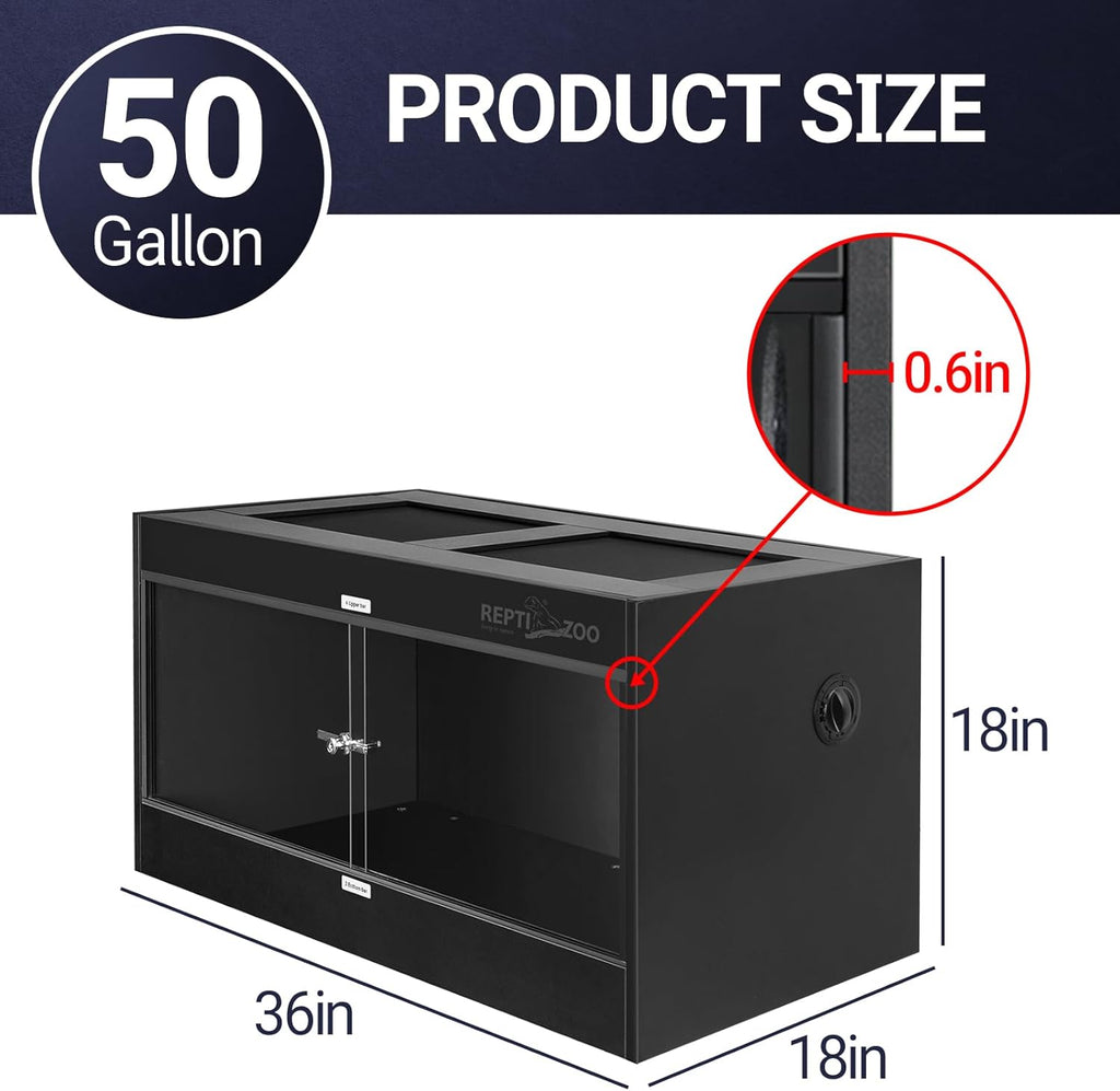 120 Gallon PVC Reptile Enclosure, 48x24x24inch Extra Large Reptile Habitat for Reptile Pets