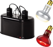 Load image into Gallery viewer, REPTI ZOO Reptile Dual Lamp Fixture Heat Lamp Bulb Combo Pack Includes 100W UVA Daylight Heating Lamp and 100W Infrared Heat Emitter Infrared Basking Spot