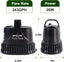 Submersible reptile water pump, 243GPH flow, 26W power, black, size 4.5x3.9x3 inches