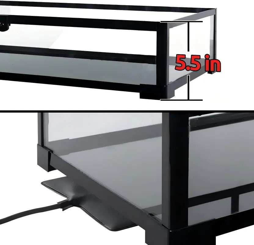 180 Gallon Large Glass Reptile Tank 48x24x36 Inch Terrarium with Double Sliding Door Top Screen Ventilation Habitat