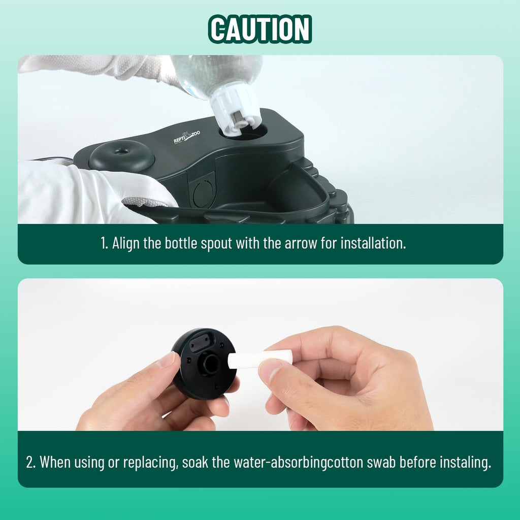 REPTI ZOO RV09 2-in-1 Reptile Water Feeder and Fogger 500ml Black