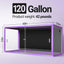 120 gallon glass reptile terrarium with purple frame, sliding doors, 48x24x24 inches.