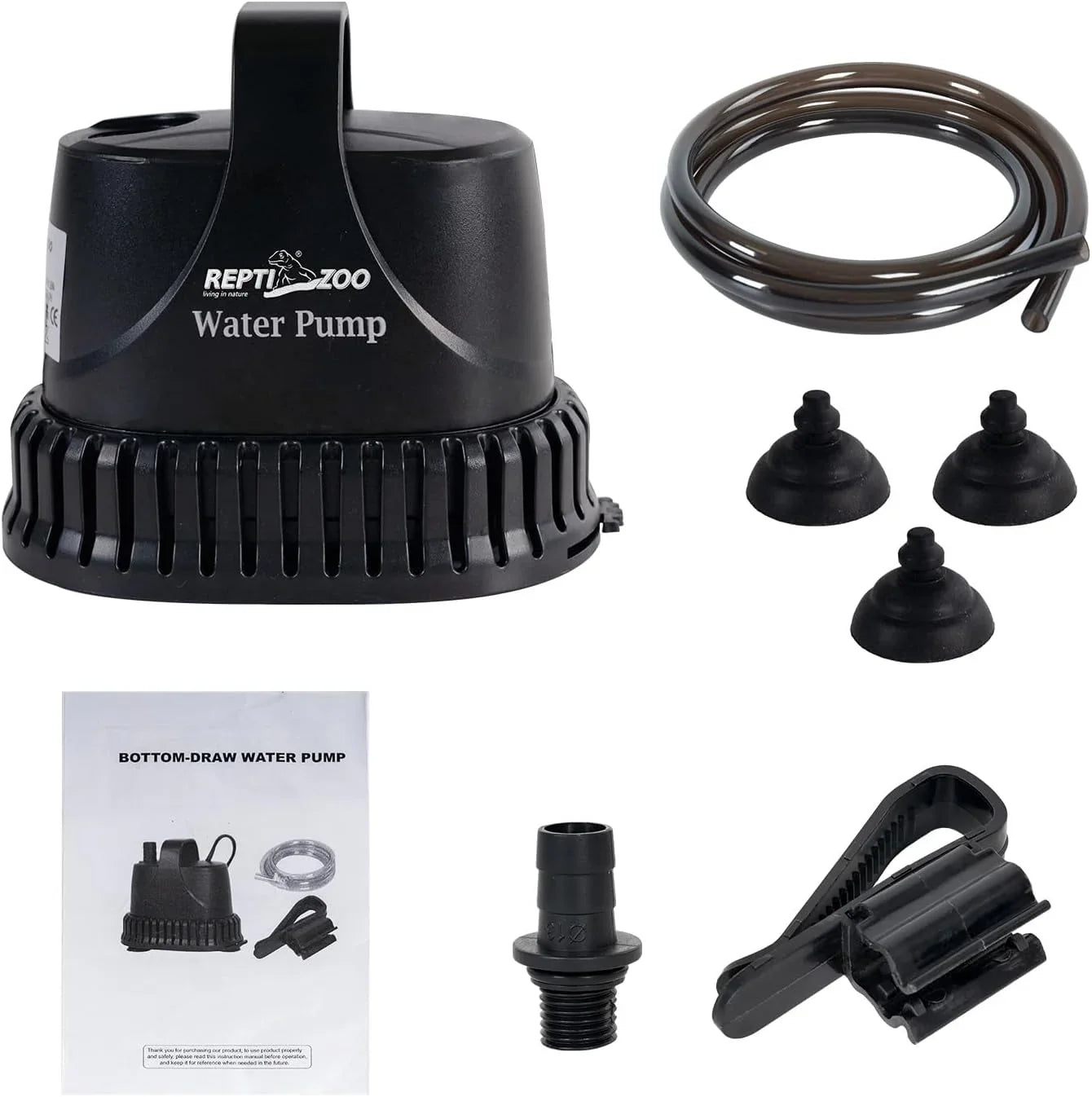 REPTIZOO Low Water Level Drain Pump, 243GPH 26W Submersible Drain with Bottom Suction, Flow Adjustable Bottom-draw Water Pump for Turtle/Fish/Paludarium Tanks Secondary image