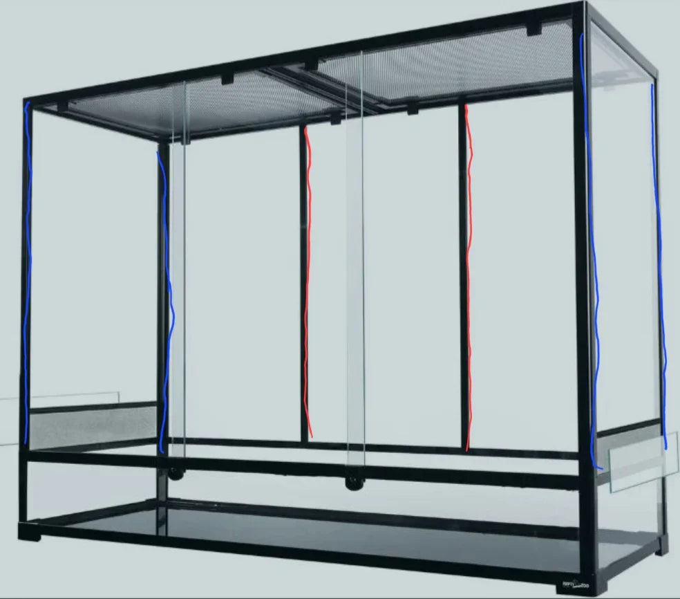 Large glass reptile terrarium enclosure with sliding front doors and mesh top, ideal for reptiles. Main image