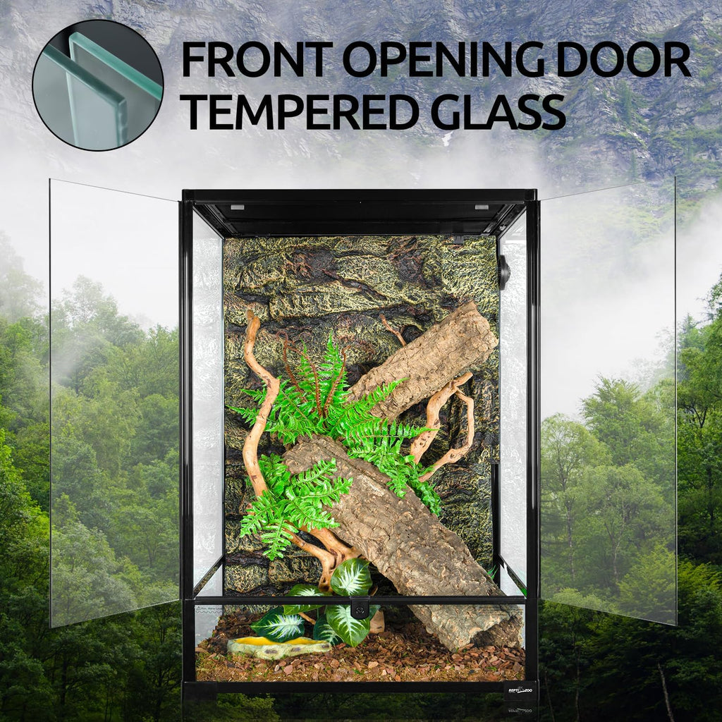 REPTIZOO 90 Gallon 24" x 24" x 36" Large Glass Tall Reptile Terrarium with Front Opening Door and Top Screen Ventilation